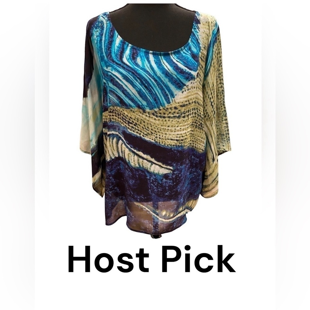 Chico’s Silky Sheer Flowy Top Size 3 Lg